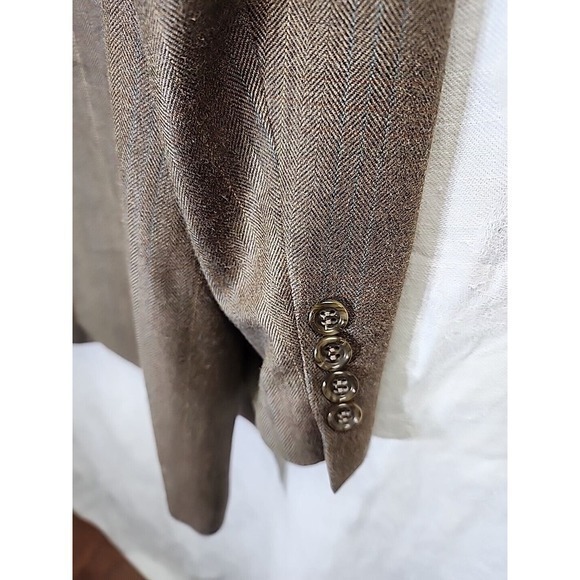 VERSINI Sport Coat Size 44R Silk Blend Blazer Shepherd's Check‎ Tan - Picture 5 of 13